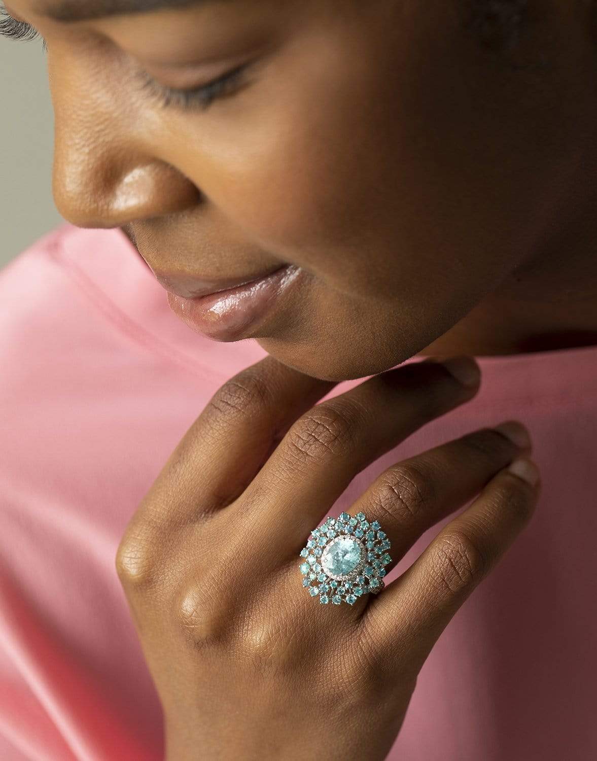 GRAZIELA-Paraiba and Diamond Ring-WHITE GOLD