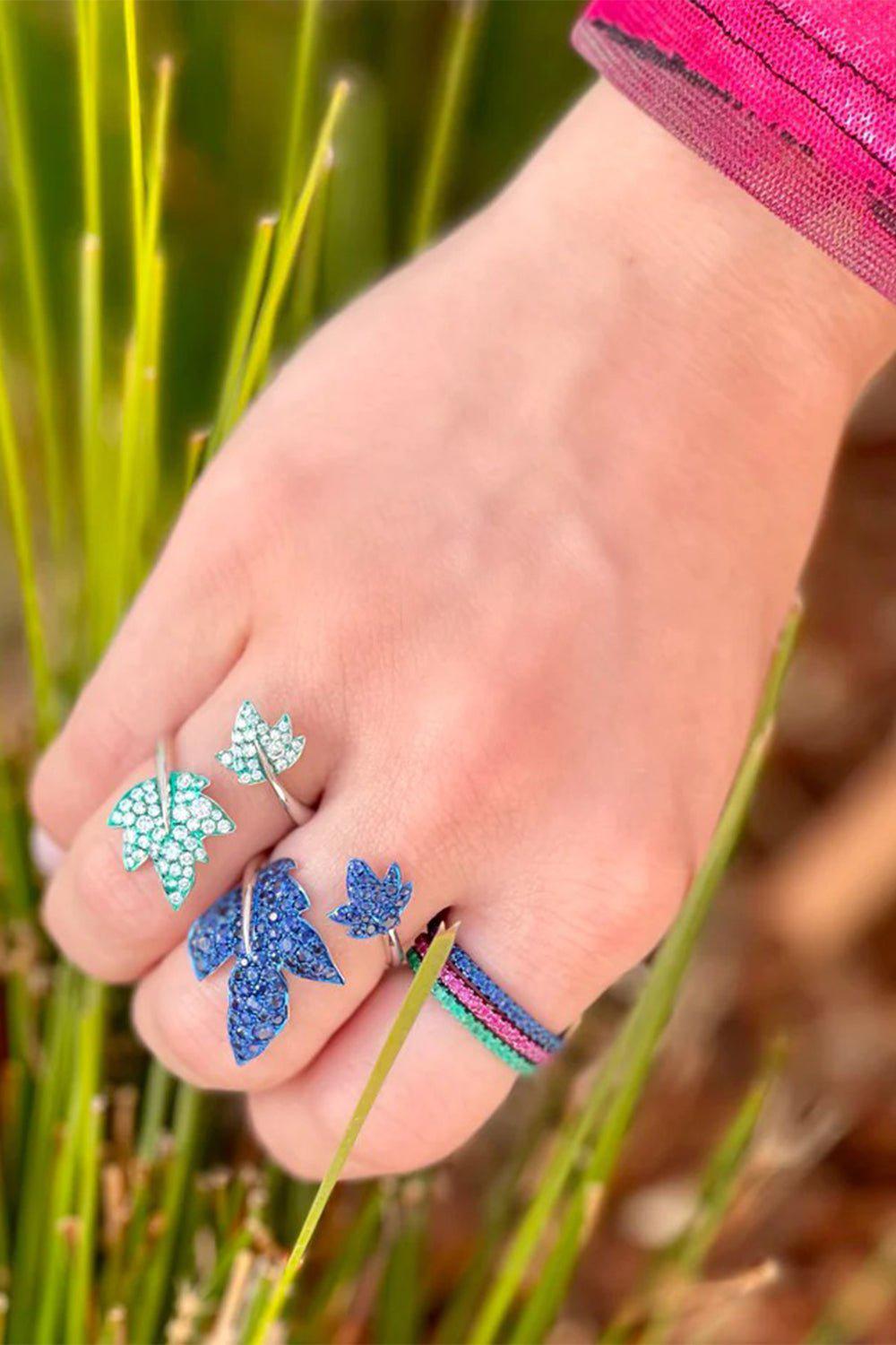 GRAZIELA-3 Sided Band Ring - Ruby-WHITE GOLD