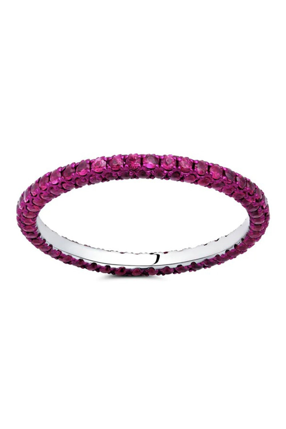 GRAZIELA-3 Sided Band Ring - Ruby-WHITE GOLD