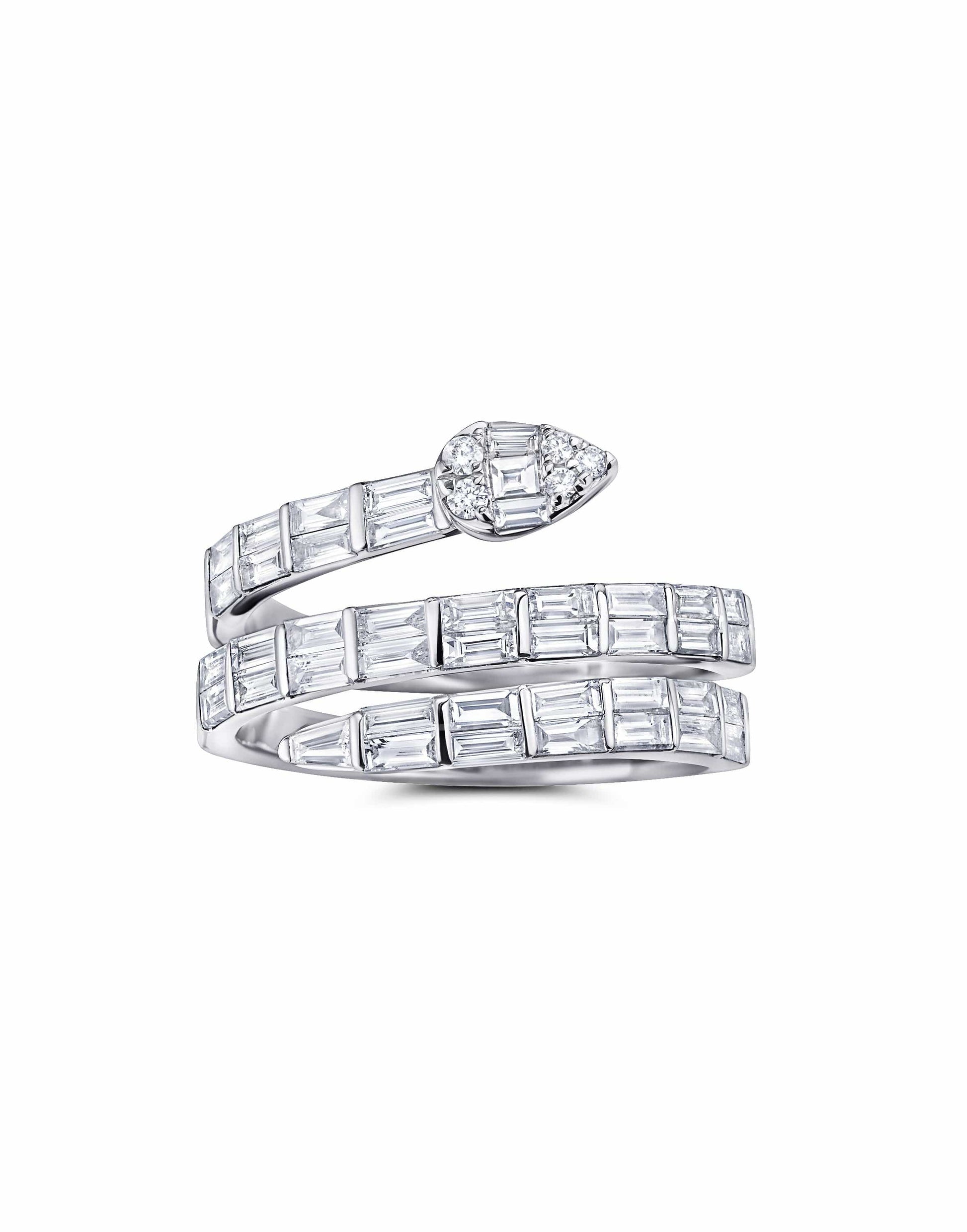 GRAZIELA-Ascension 3 Row Diamond Ring-WHITE GOLD