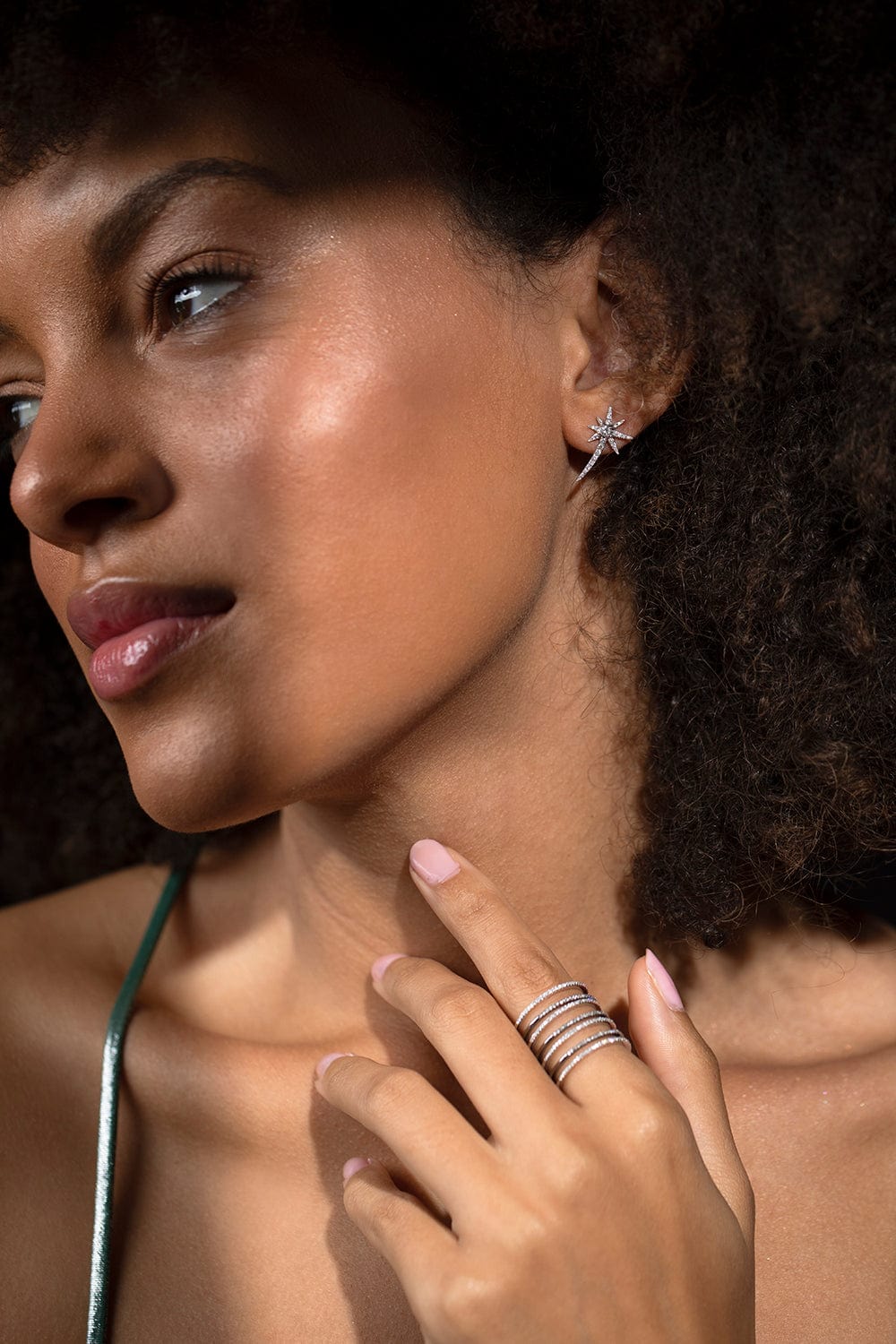 GRAZIELA-Black Mega Band Ring-WHITE GOLD