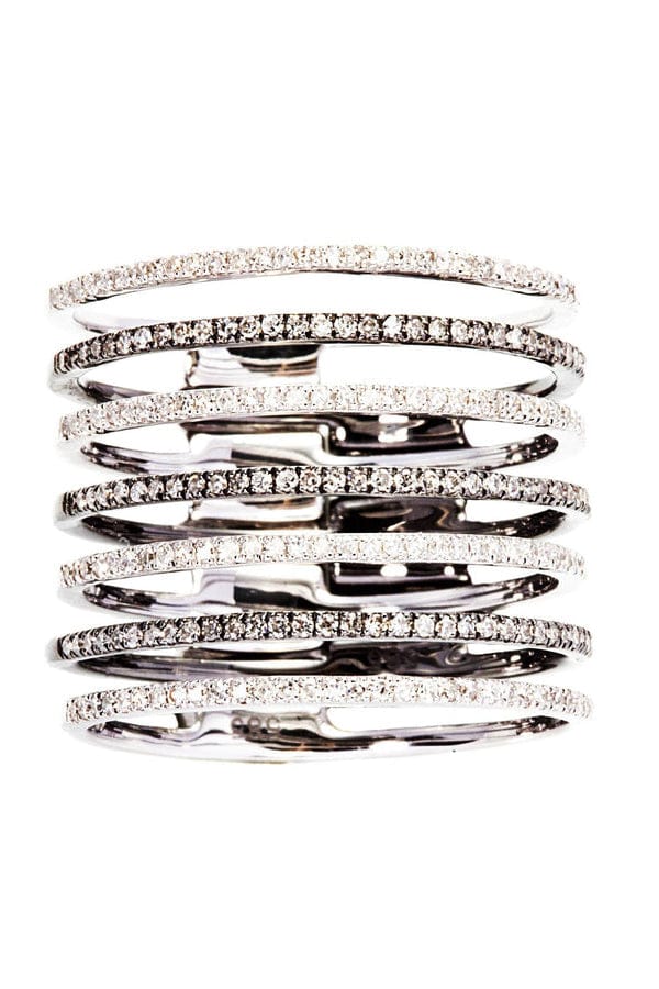 GRAZIELA-Black Mega Band Ring-WHITE GOLD