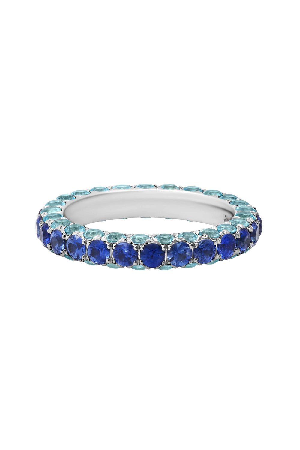 GRAZIELA-Blue Topaz Sapphire 3 Sided Ring-WHITE GOLD