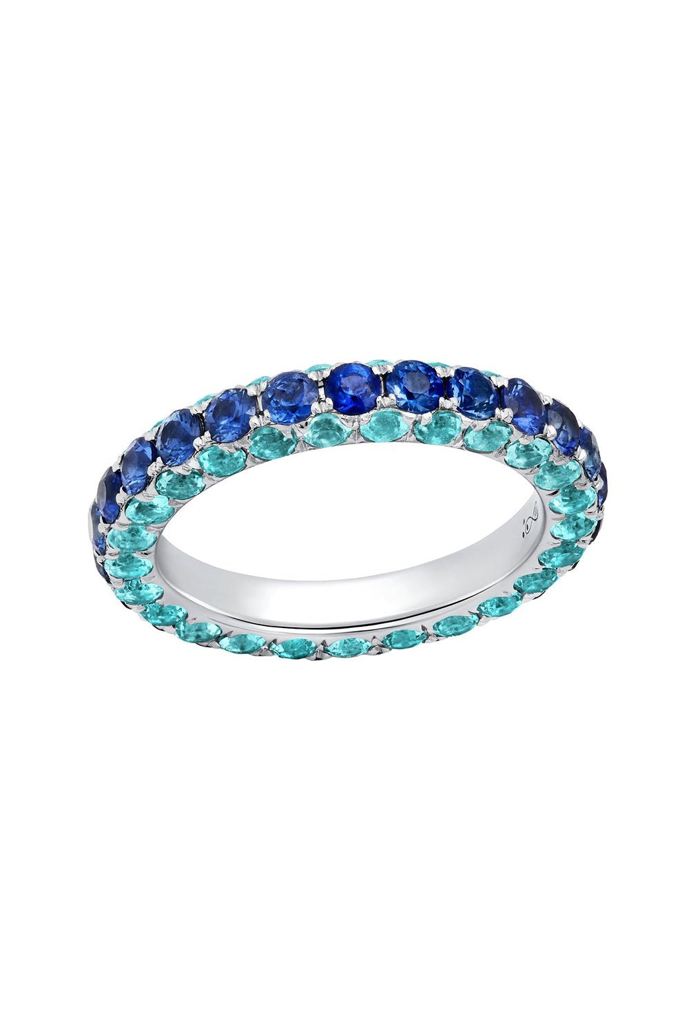 GRAZIELA-Blue Topaz Sapphire 3 Sided Ring-WHITE GOLD