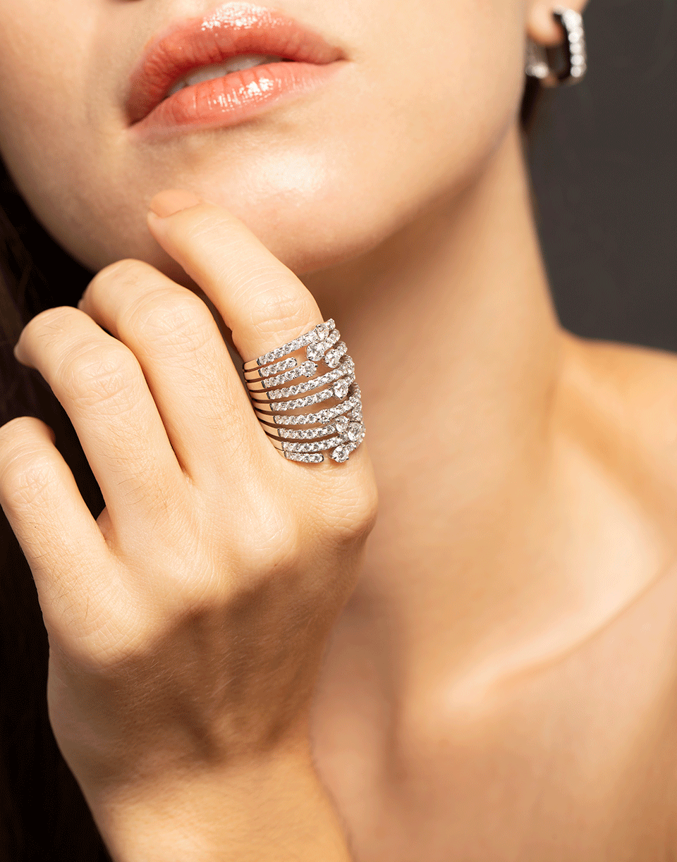GRAZIELA-Diamond Cage Ring-WHITE GOLD