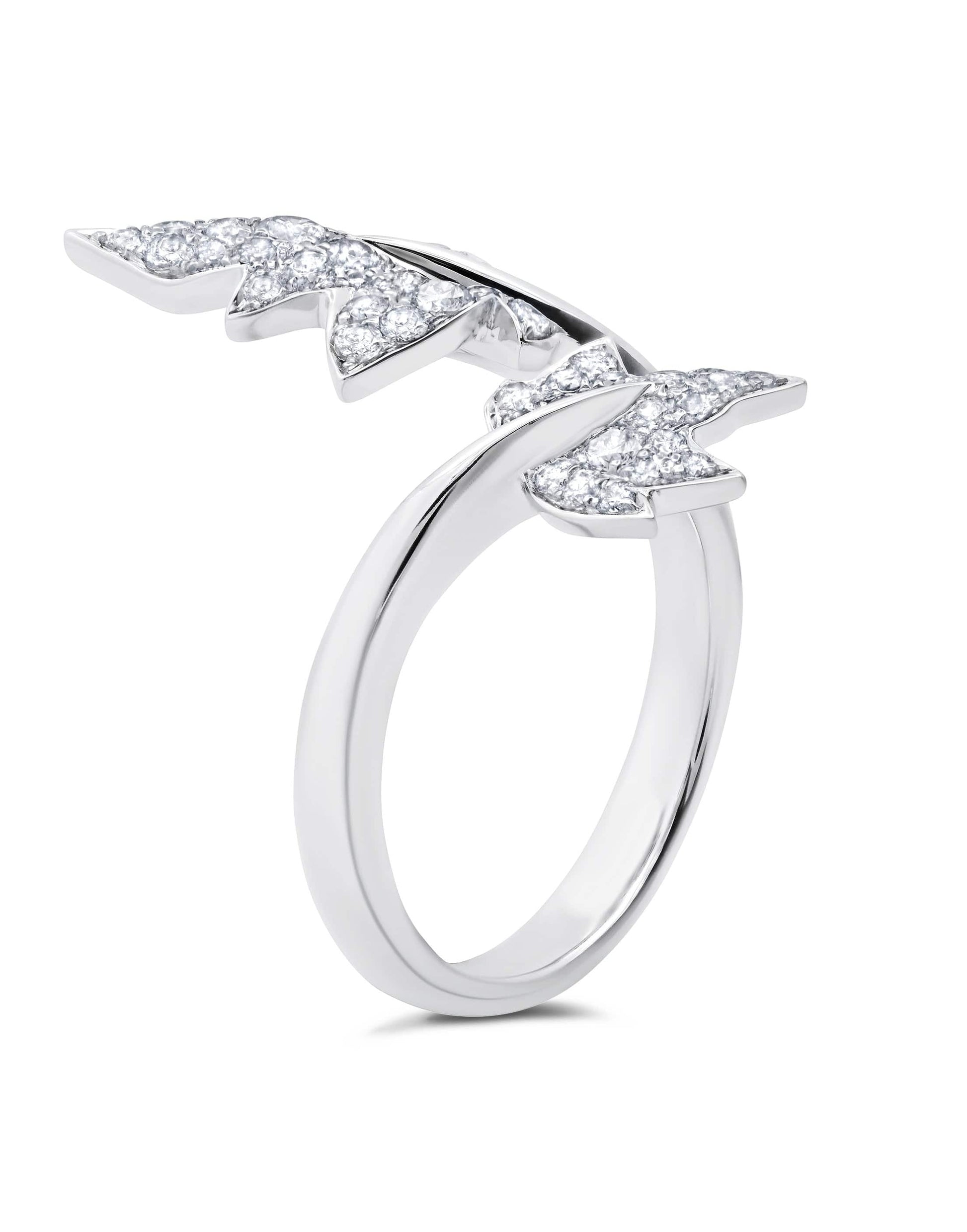 GRAZIELA-Diamond Folha Leaf Ring-WHITE GOLD