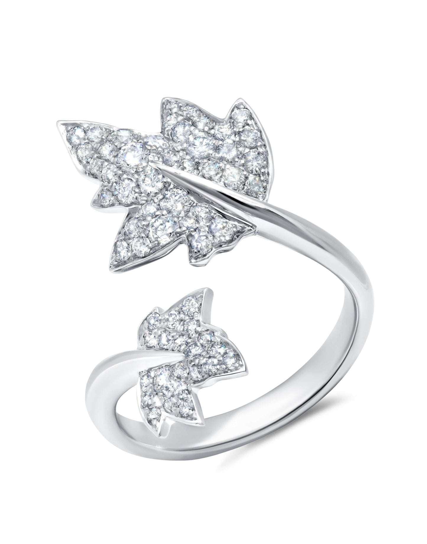 GRAZIELA-Diamond Folha Leaf Ring-WHITE GOLD