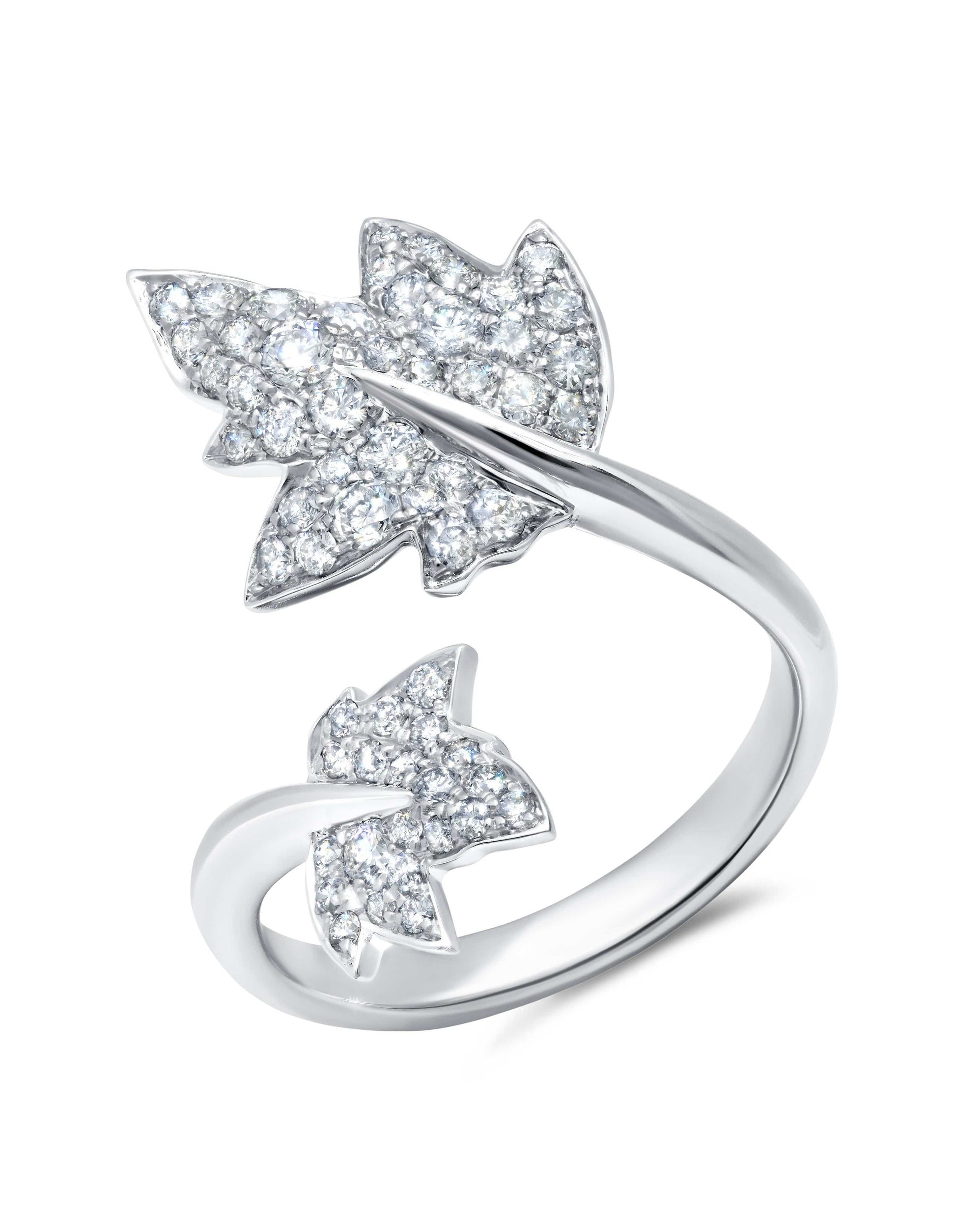 GRAZIELA-Diamond Folha Leaf Ring-WHITE GOLD