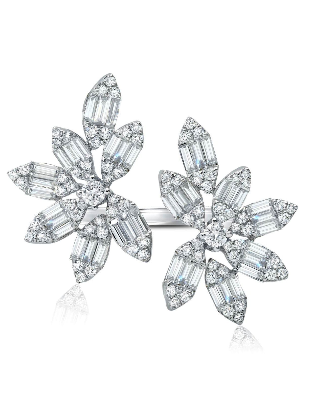 GRAZIELA-Diamond Marquise Flower Ring-WHITE GOLD