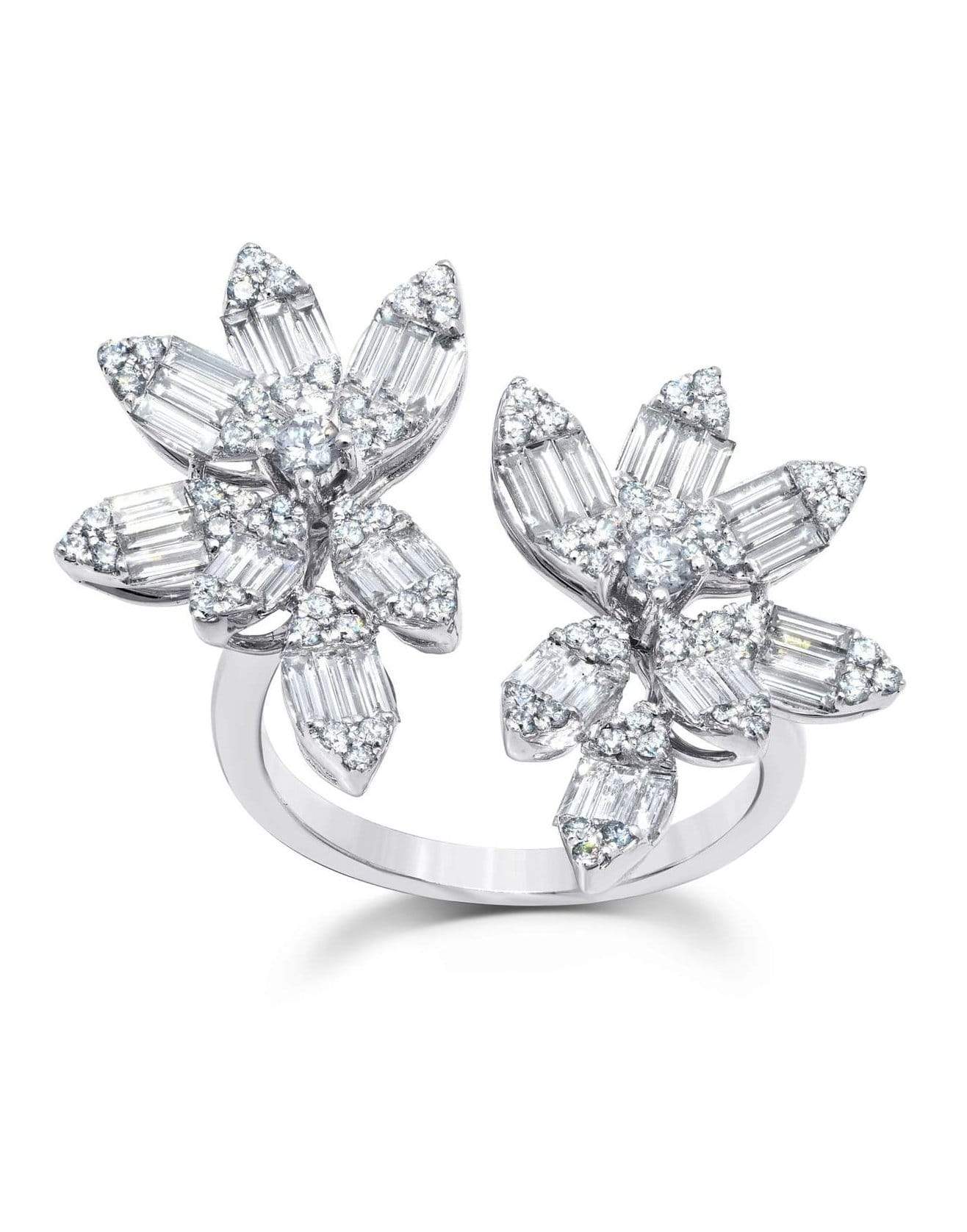 GRAZIELA-Diamond Marquise Flower Ring-WHITE GOLD