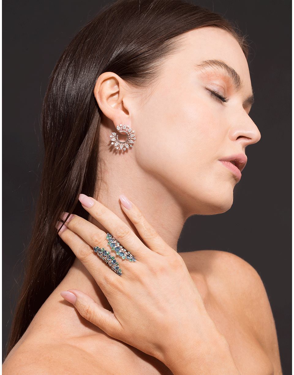 GRAZIELA-Midnight Aquamarine And Paraiba Tourmaline Ring-WHITE GOLD