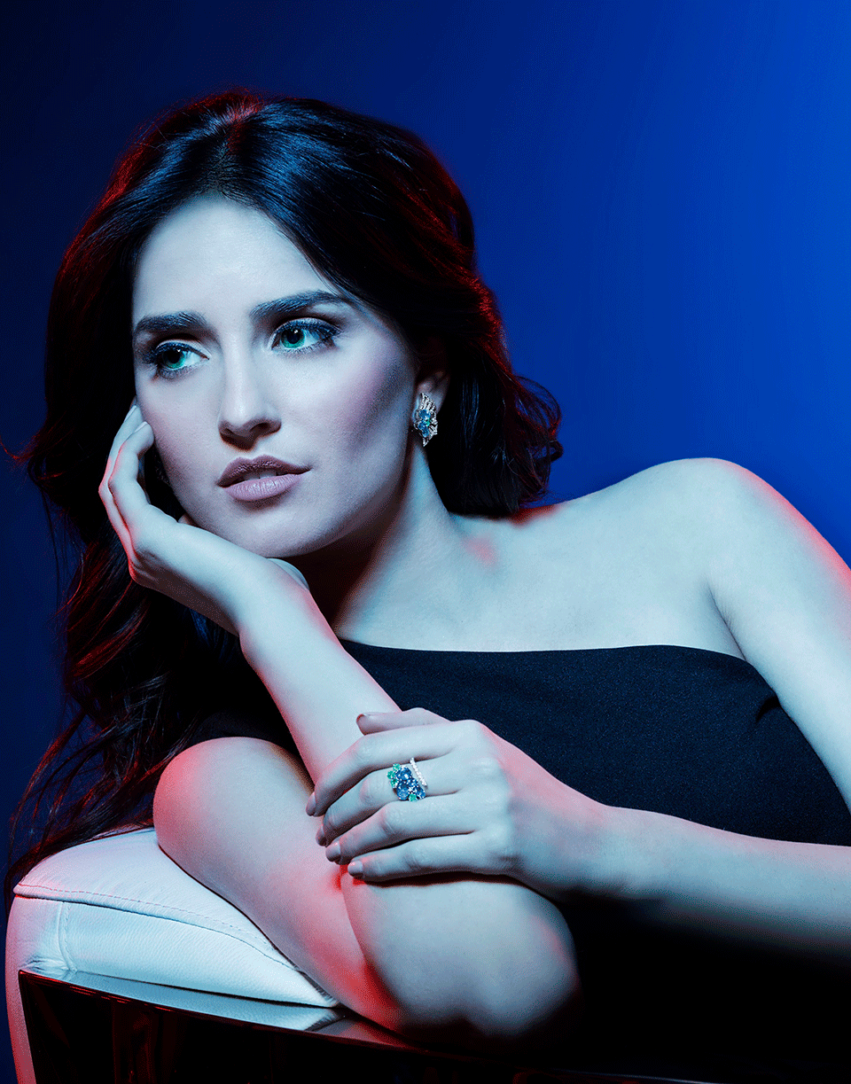 GRAZIELA-Midnight Aquamarine Ring-WHITE GOLD