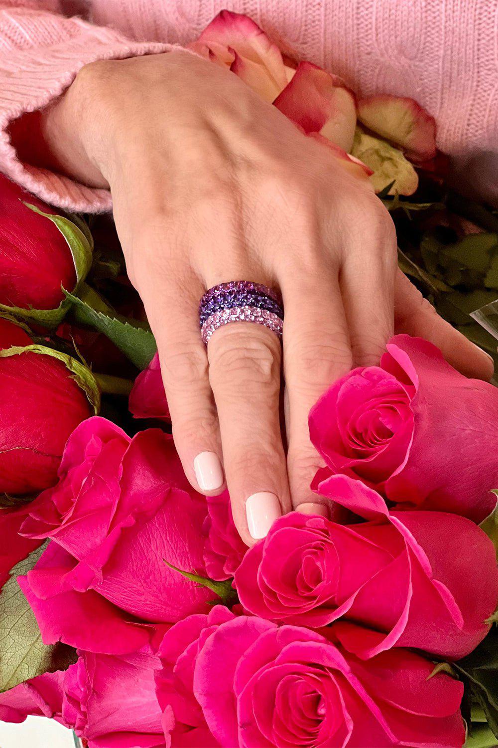 GRAZIELA-Pink Sapphire 3 Sided Ring-WHITE GOLD