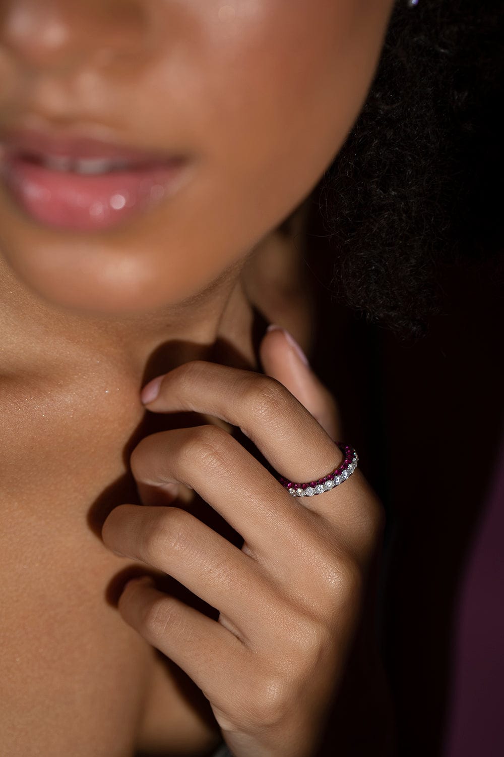 GRAZIELA-Ruby & Diamond 3 Sided Ring-WHITE GOLD