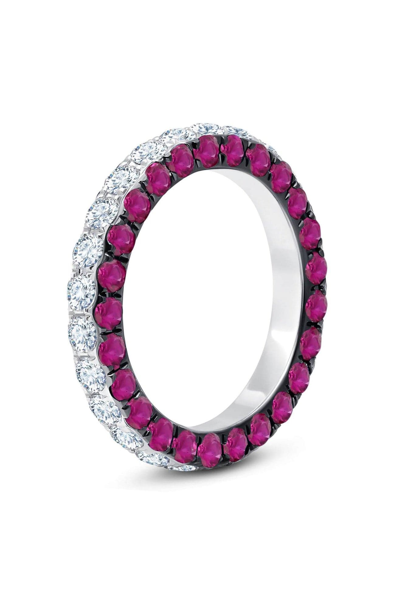 GRAZIELA-Ruby & Diamond 3 Sided Ring-WHITE GOLD