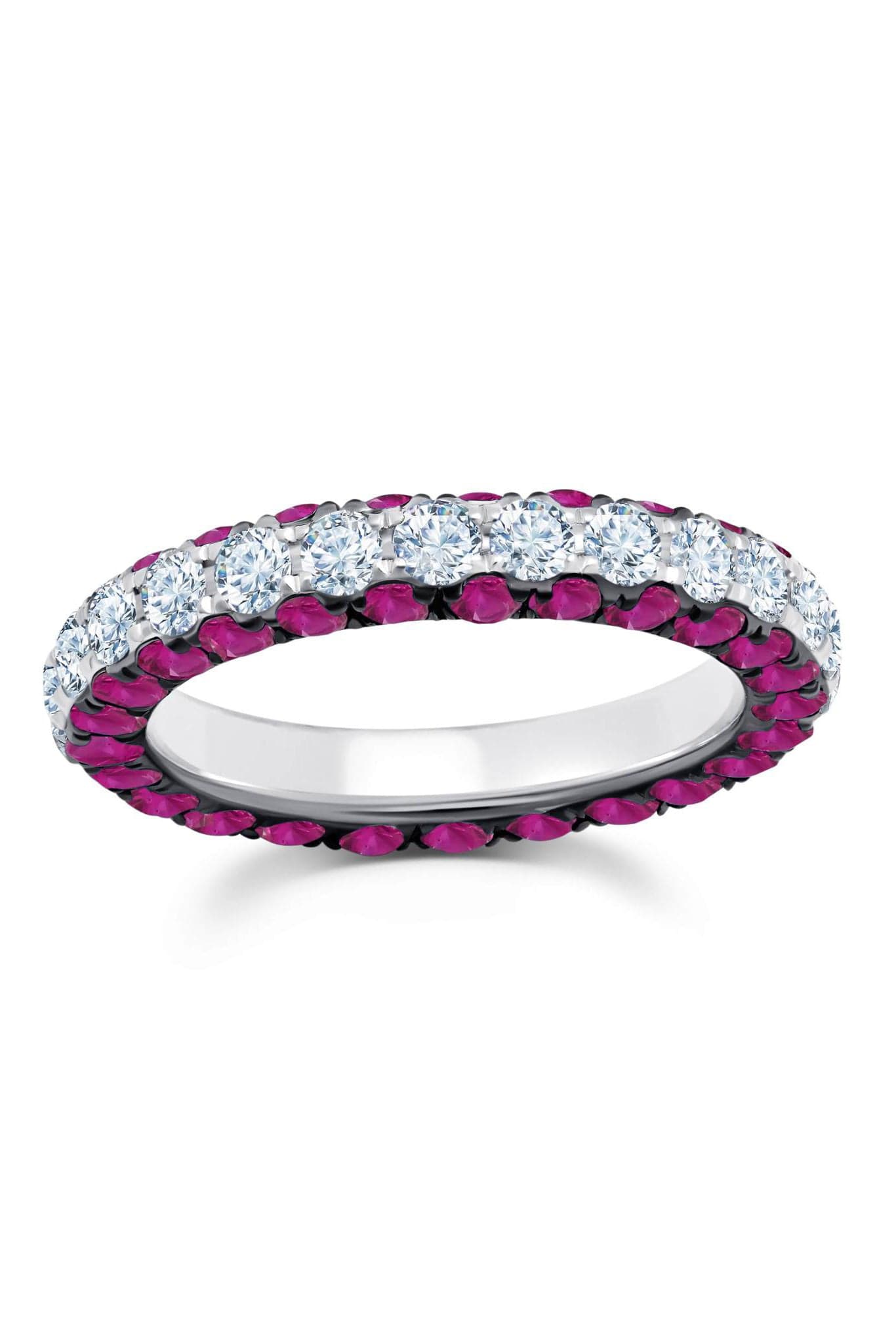 GRAZIELA-Ruby & Diamond 3 Sided Ring-WHITE GOLD