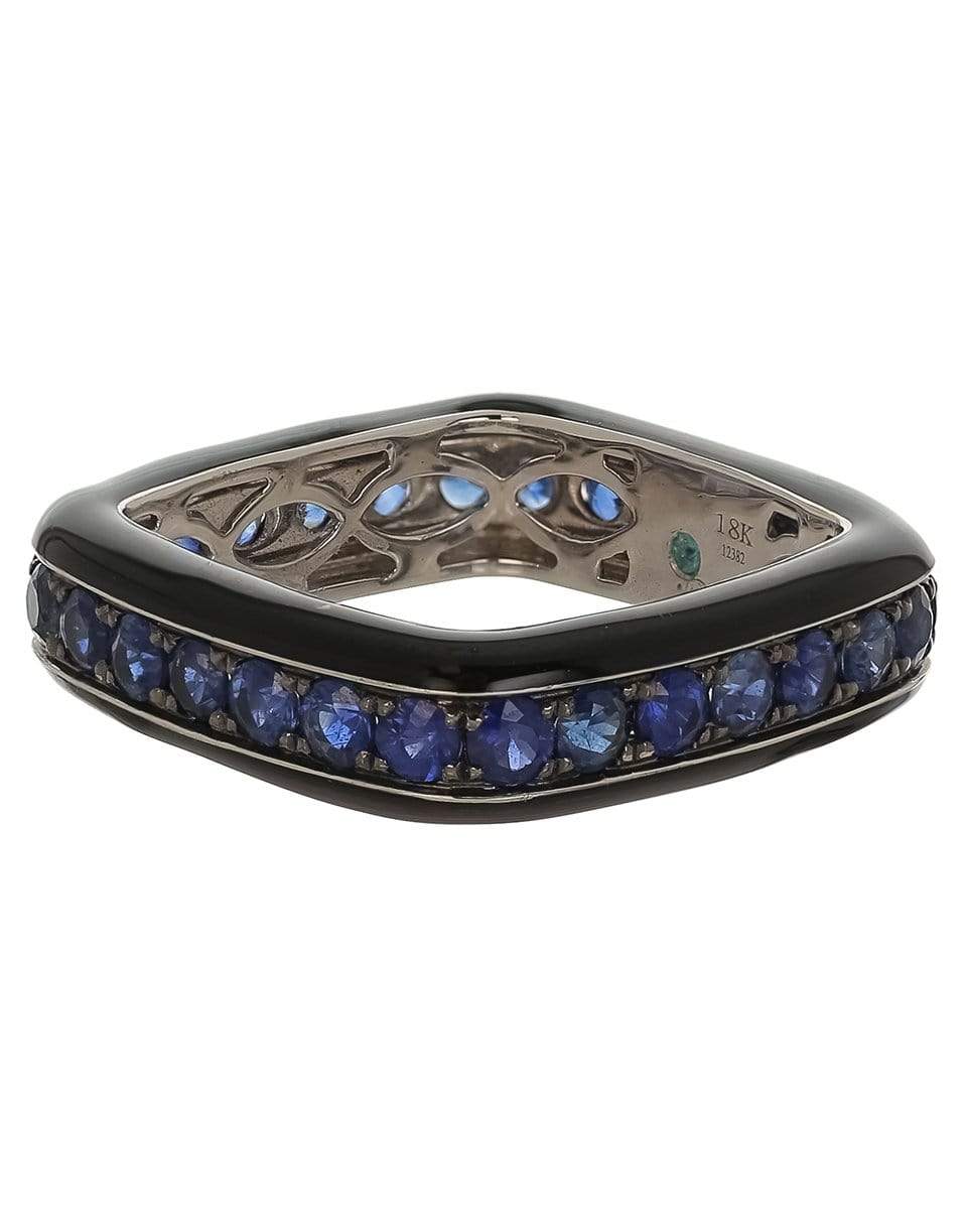 GRAZIELA-Sapphire Black Enamel Band Ring-WHITE GOLD