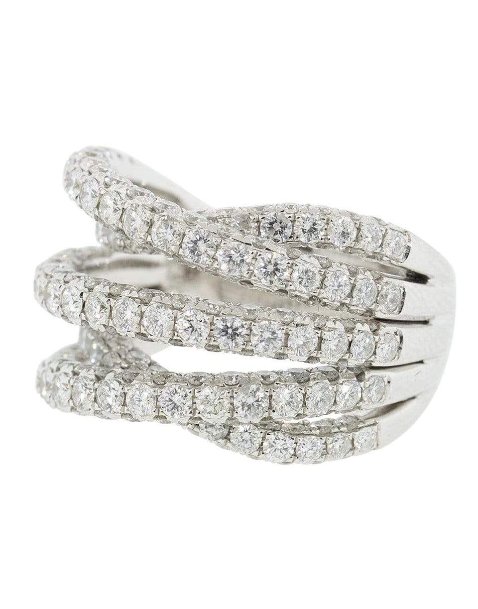 GRAZIELA-Three Sided Diamond Entanglement Stunner Ring-WHITE GOLD