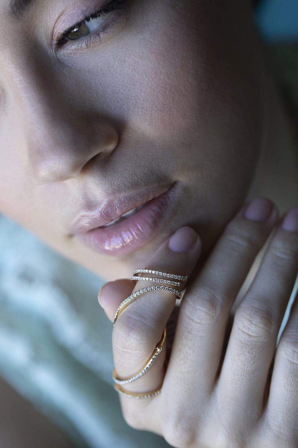 GRAZIELA-Diamond Mega Swirl Ring-YELLOW GOLD