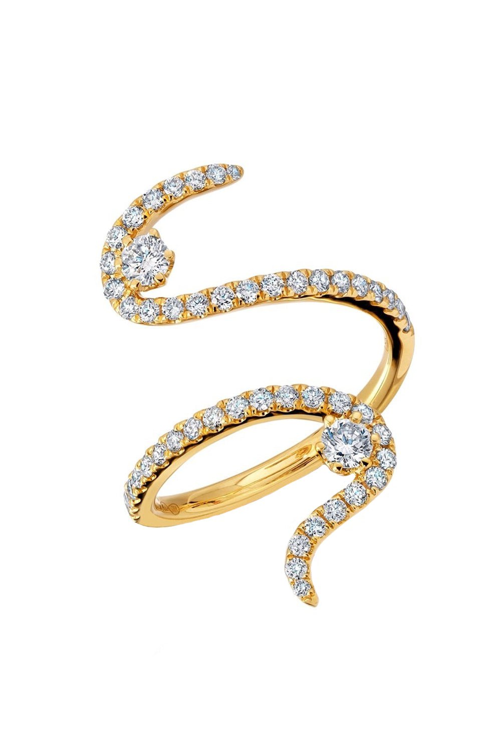 GRAZIELA-Diamond Swirl Ring-YELLOW GOLD