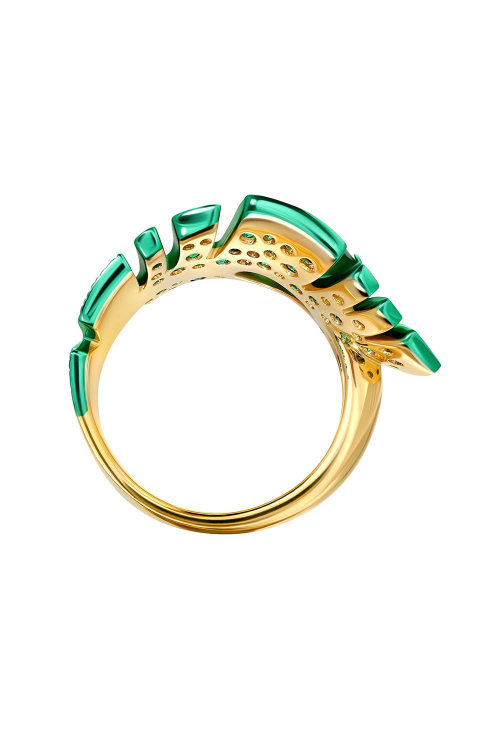 GRAZIELA-Emerald Folha Ring-YELLOW GOLD