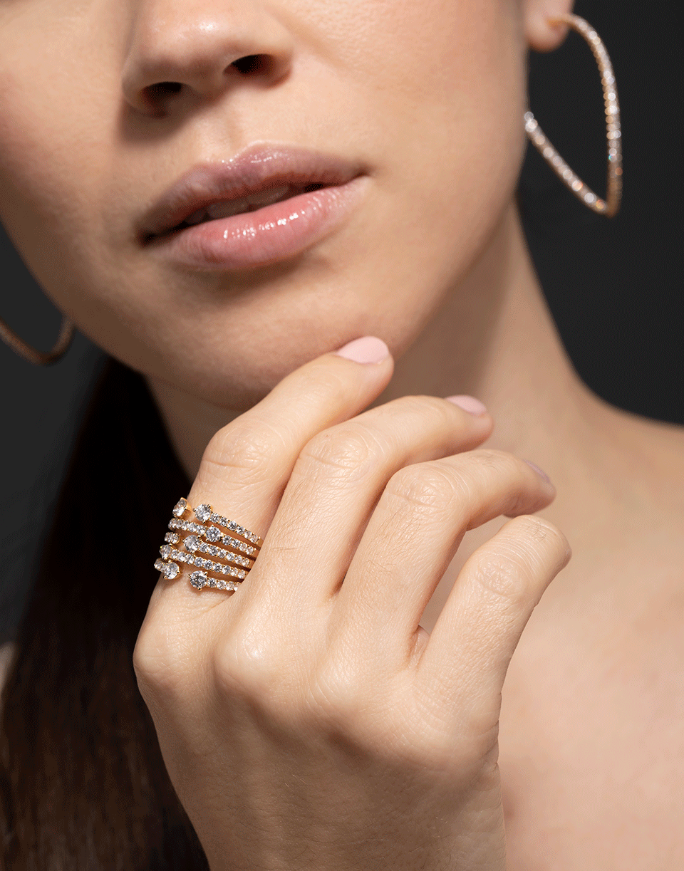 GRAZIELA-Medium Diamond Cage Ring-YELLOW GOLD
