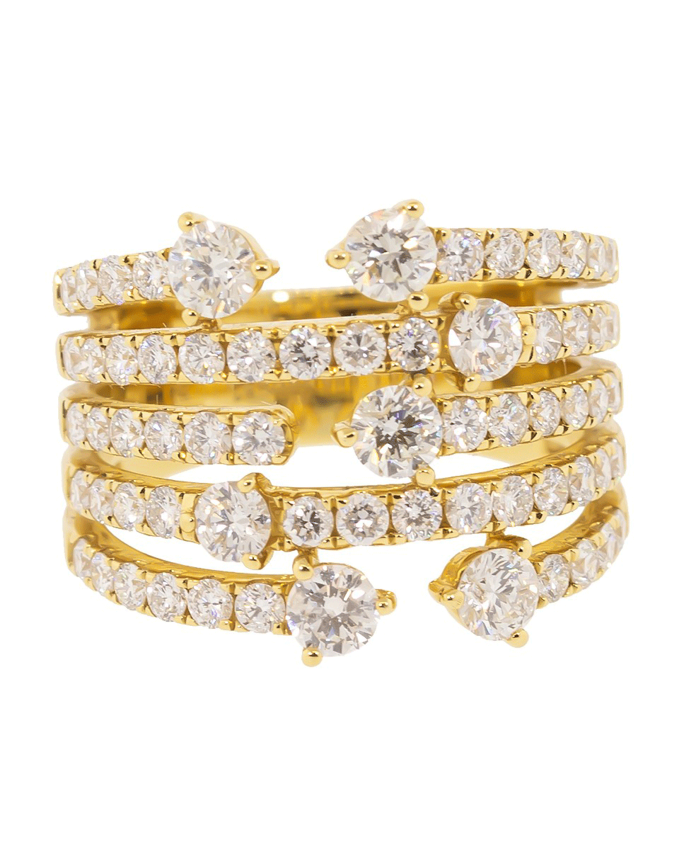 GRAZIELA-Medium Diamond Cage Ring-YELLOW GOLD