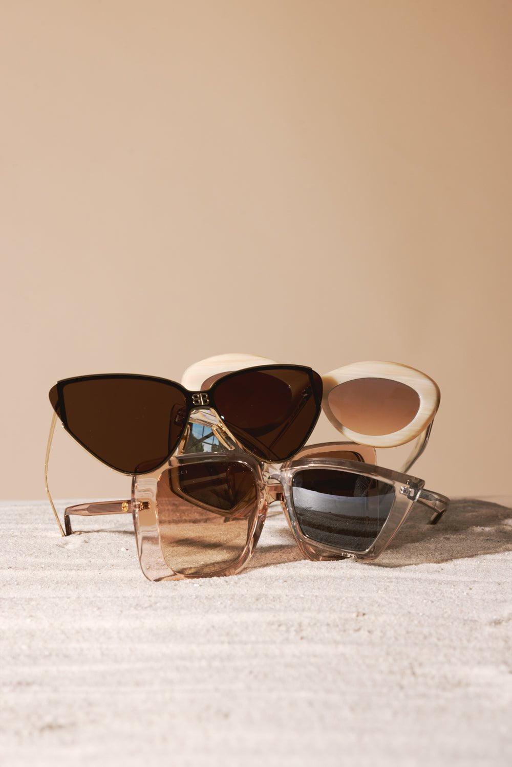 GUCCI-Oversized Rectangle Sunglasses-BGE/BRN