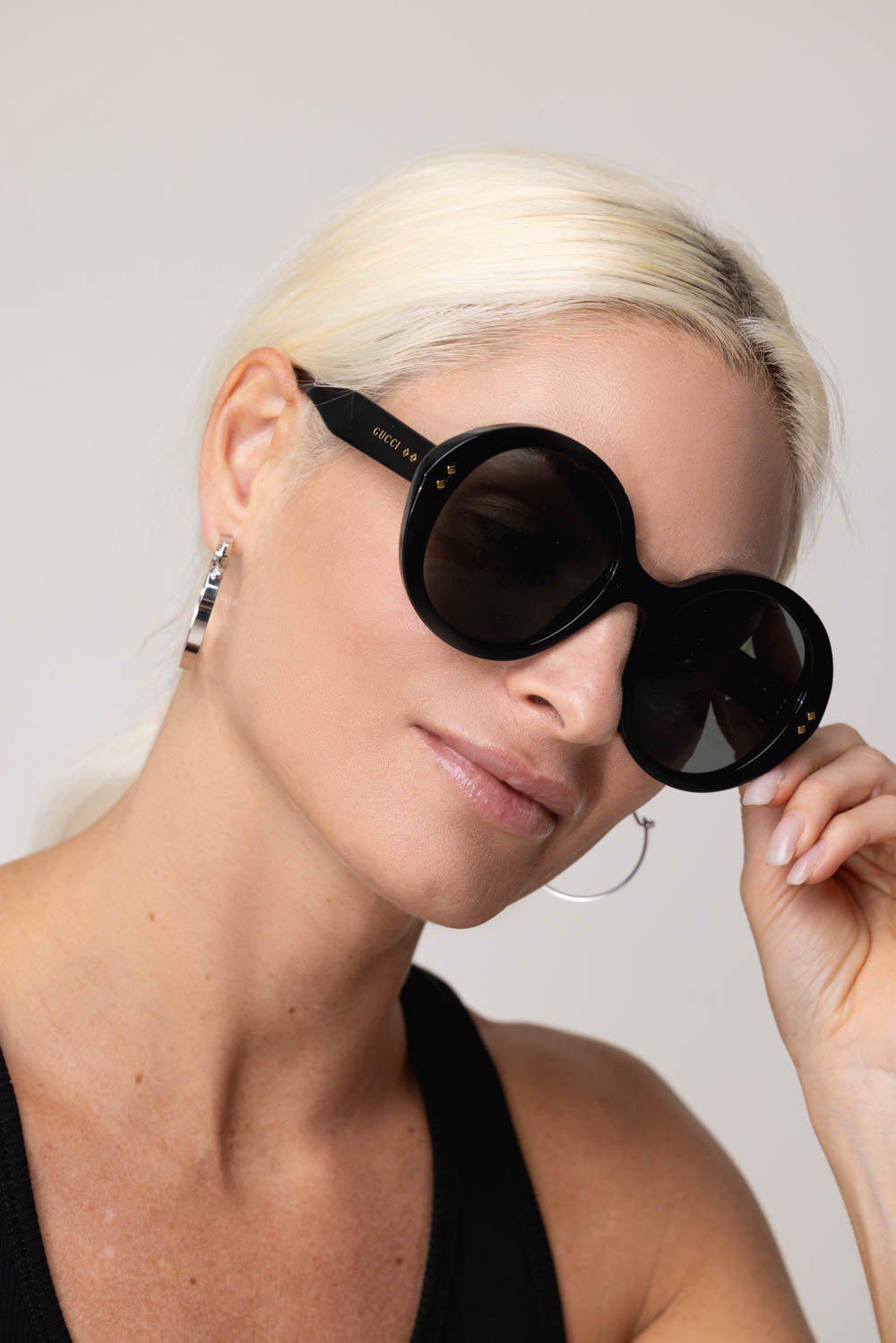 GUCCI-Round Sunglasses-BLACK