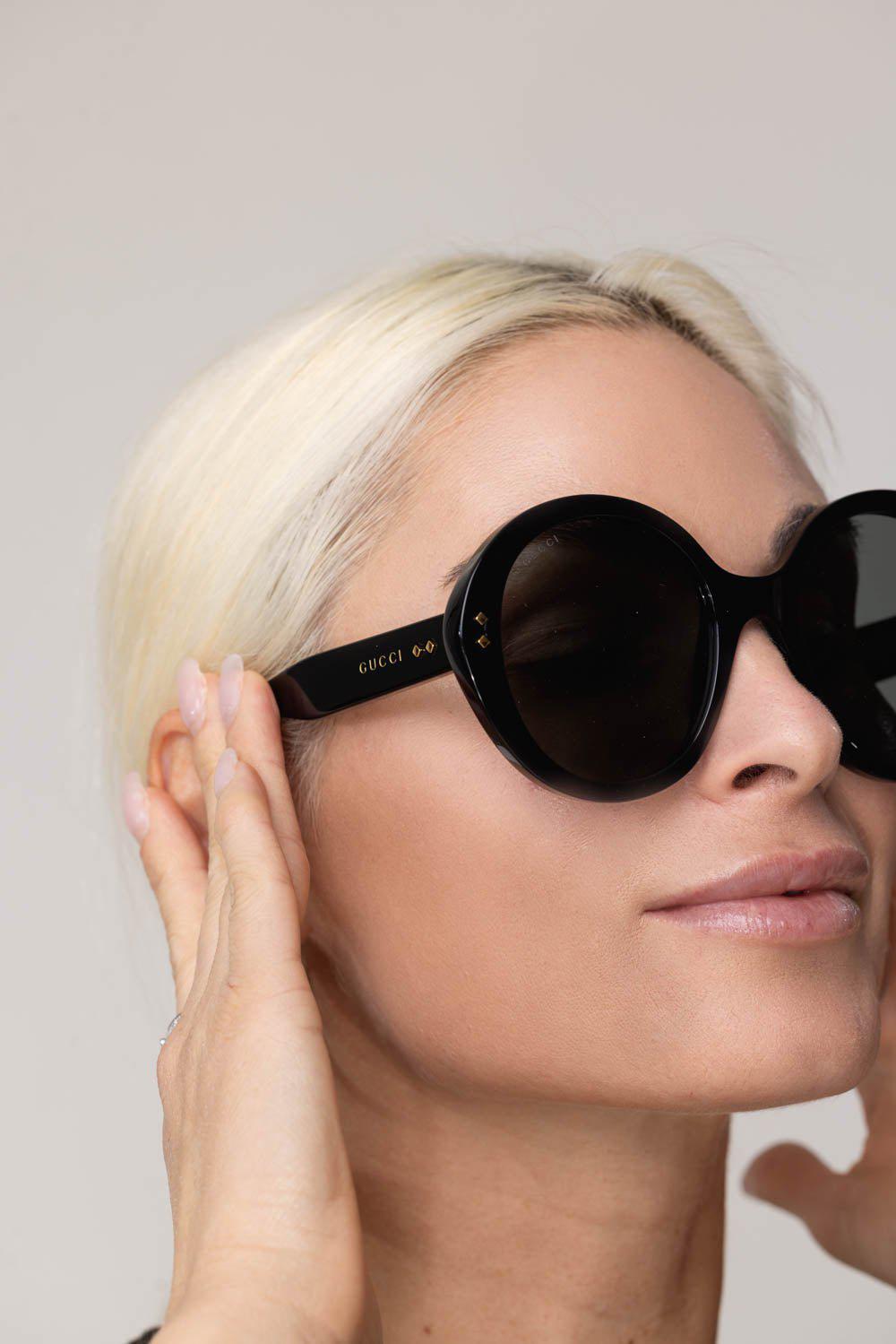 GUCCI-Round Sunglasses-BLACK