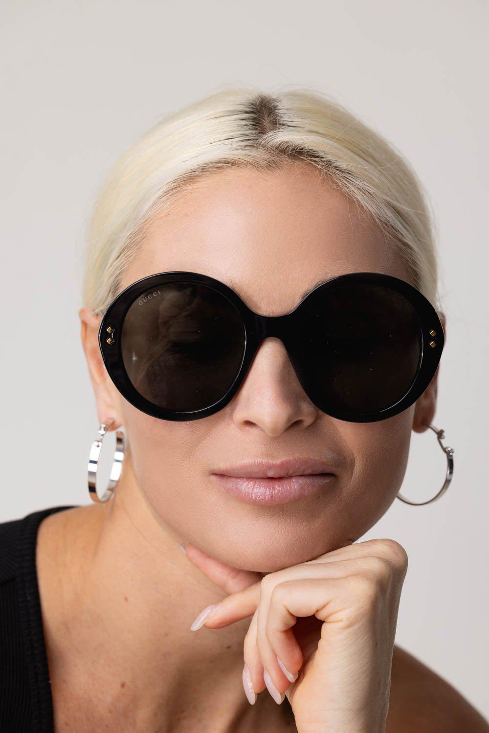 GUCCI-Round Sunglasses-BLACK