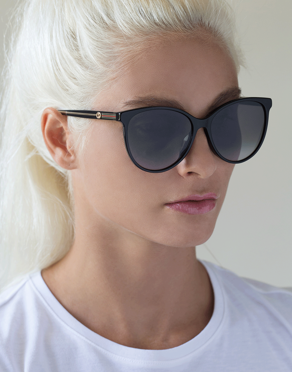 GUCCI-Black Acetate Cat-Eye Sunglasses-BLACK