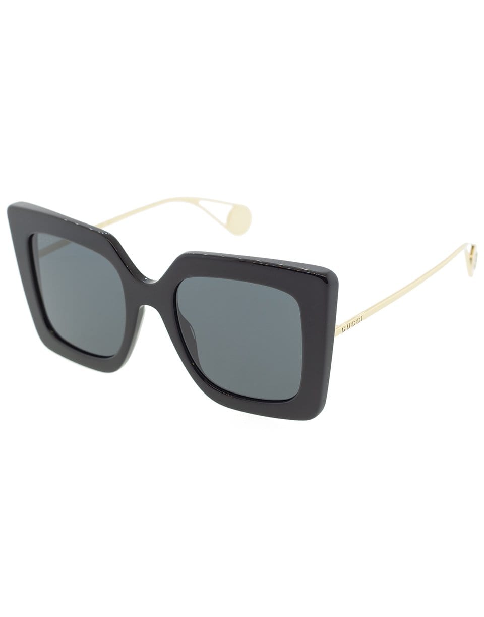 GUCCI-Black Shiny Full Rim Square Sunglasses-BLACK