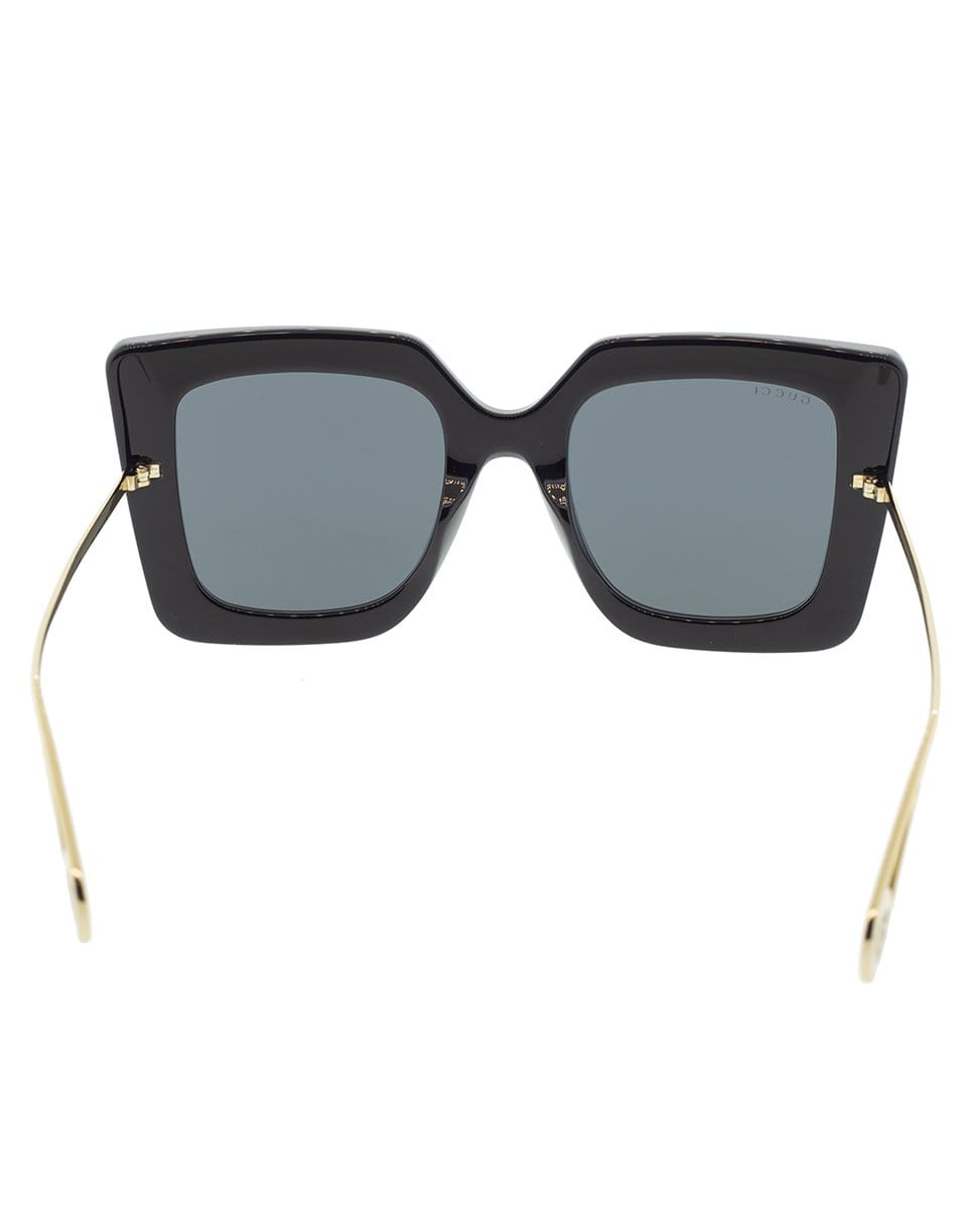 GUCCI-Black Shiny Full Rim Square Sunglasses-BLACK