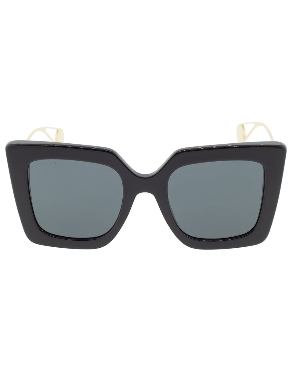 GUCCI-Black Shiny Full Rim Square Sunglasses-BLACK