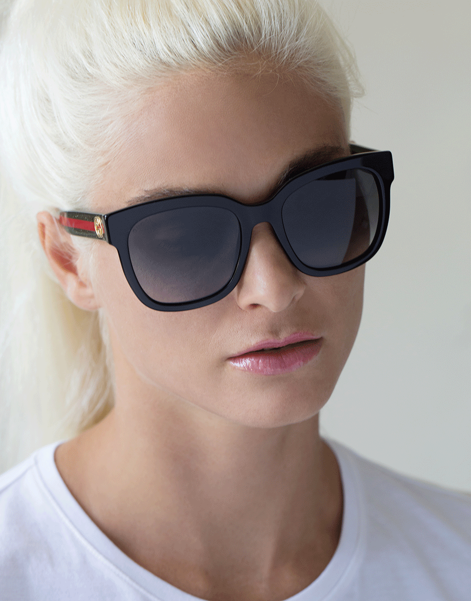 GUCCI-Metal Square Frame Sunglasses-BLACK