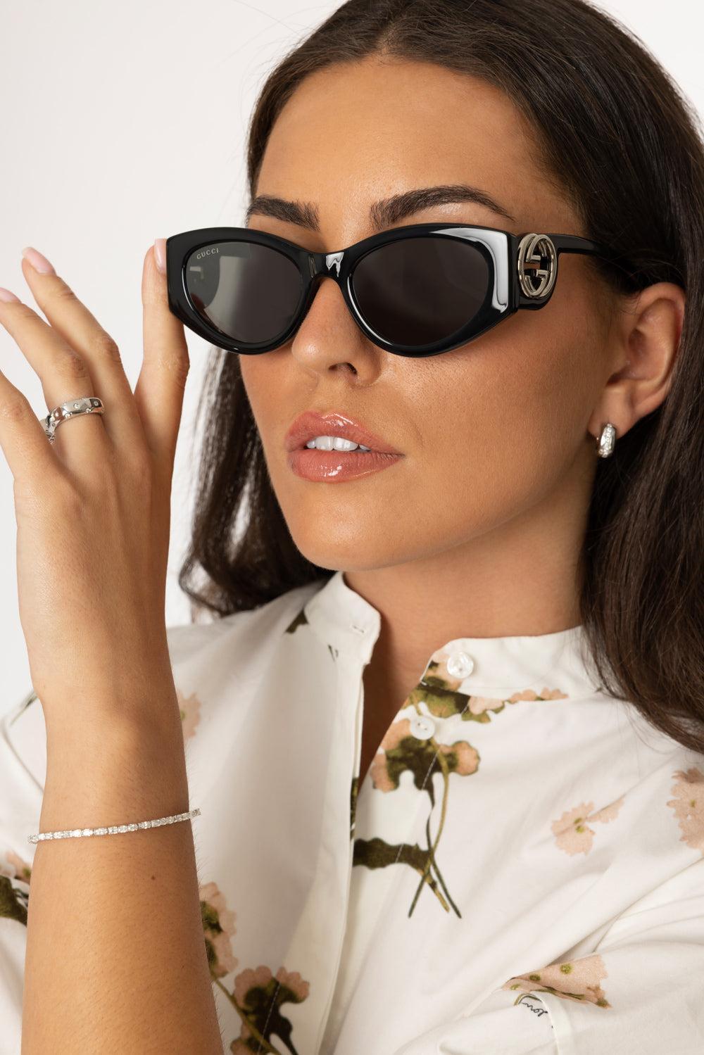 Rounded Rectangle Sunglasses-BLACK/BLACK/GREY-ACCESSORIESUNGLASSES-GUCCI