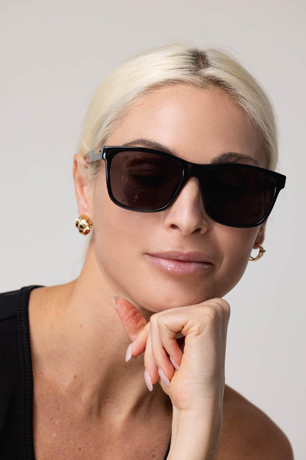 GUCCI-Rectangular Sunglasses-BLCK/GREY