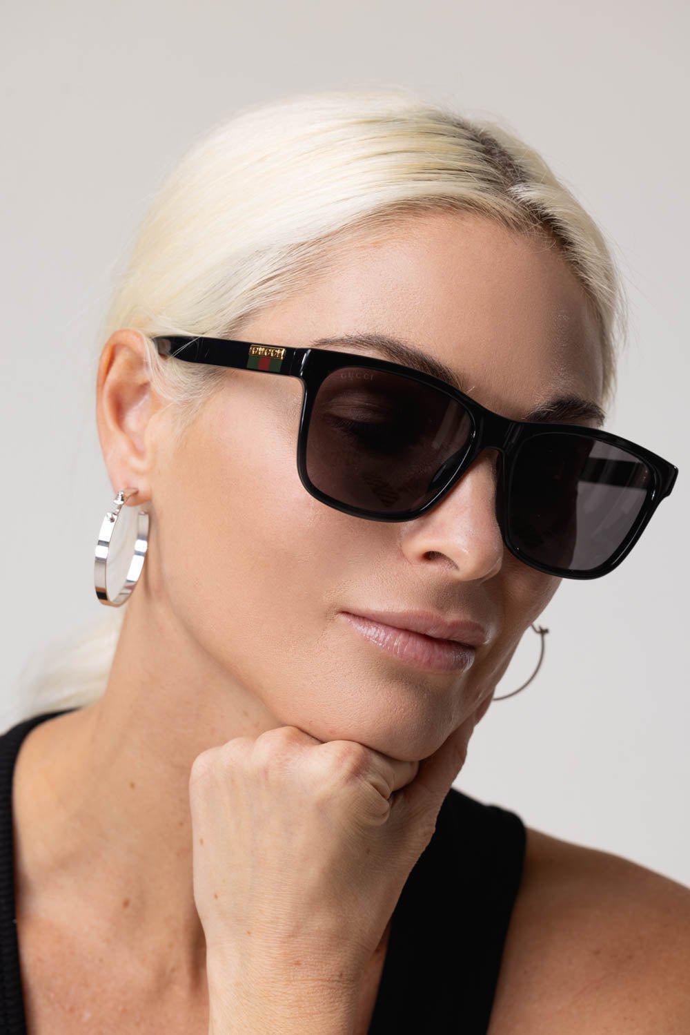 GUCCI-Rectangular Sunglasses-BLCK/GREY