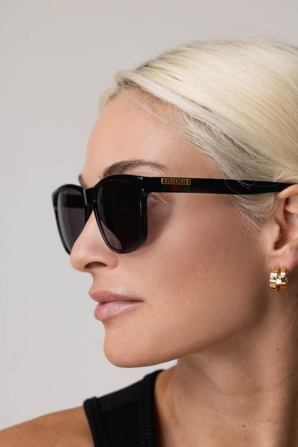 GUCCI-Rectangular Sunglasses-BLCK/GREY