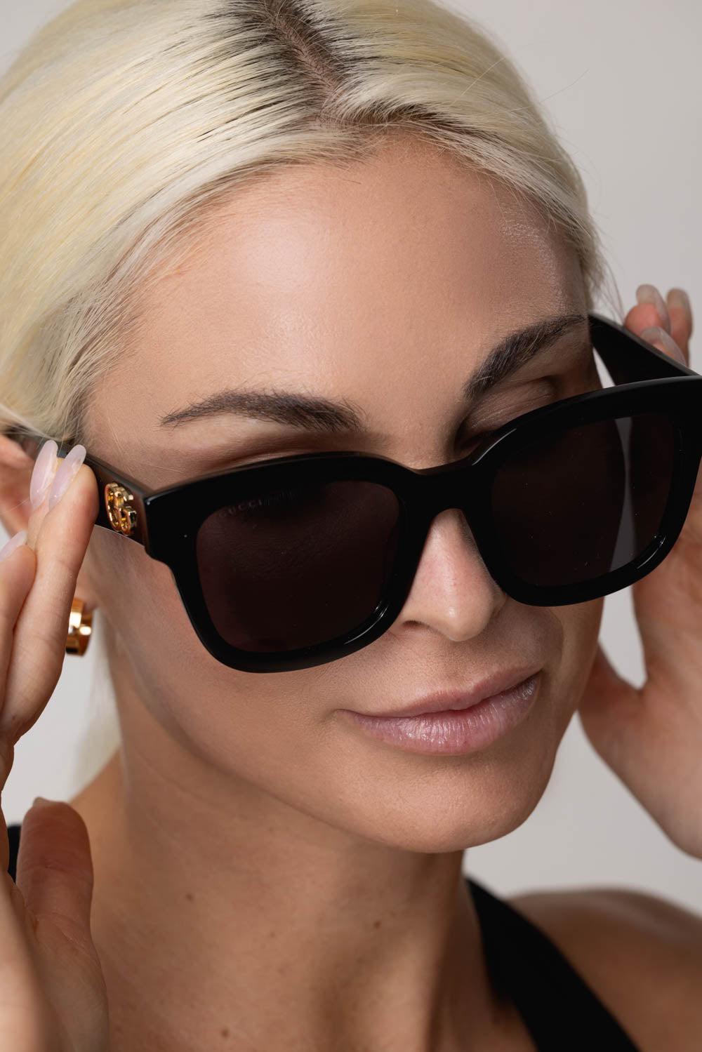 Round Logo Sunglasses - Black Grey-BLCK/GREY-ACCESSORIESUNGLASSES-GUCCI