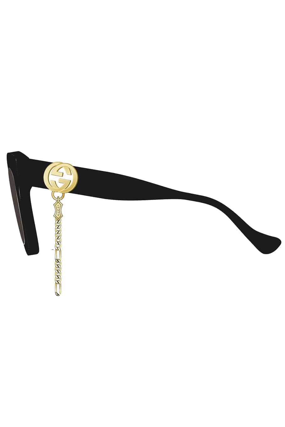 GUCCI-Rectangular Frame Sunglasses-BLK/BRWN