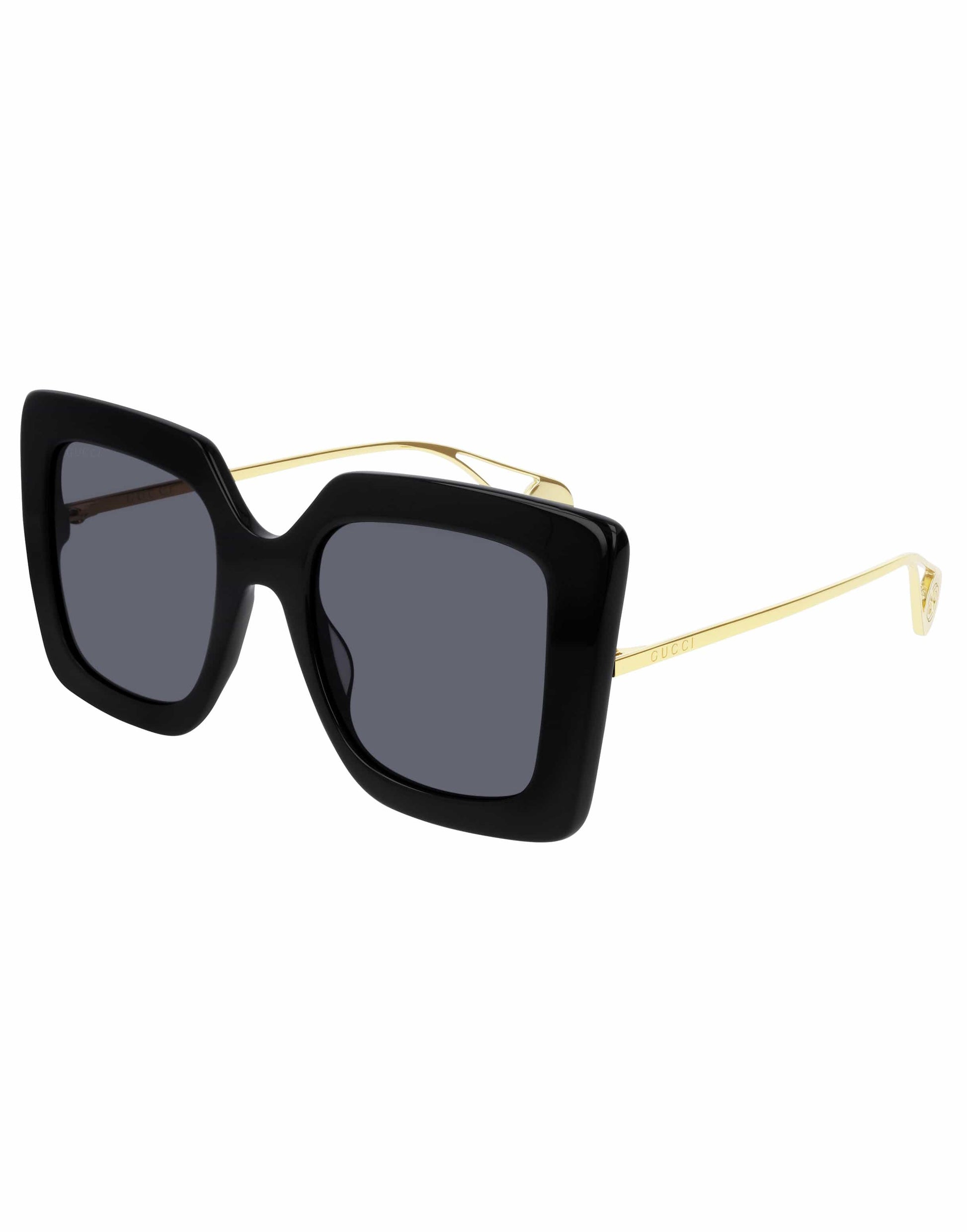 GUCCI-Black Square Sunglasses - GG0435S-BLK/GLD