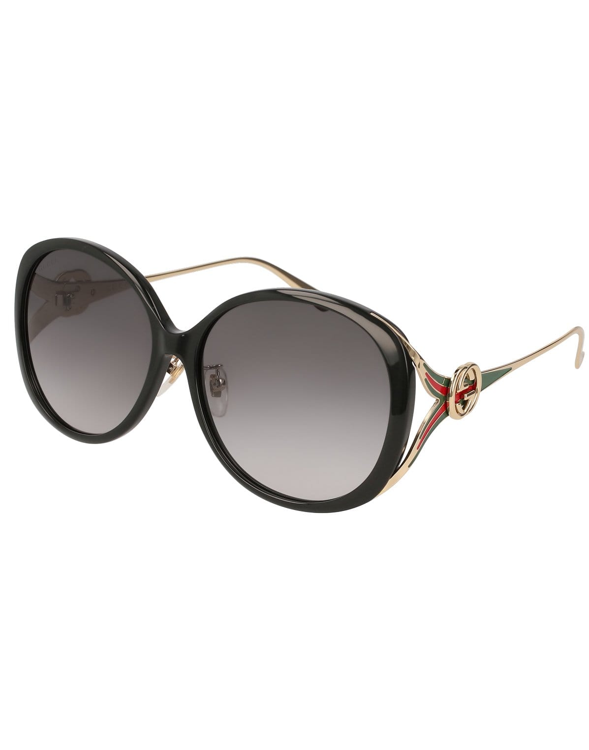 GUCCI-Grey Gradient Round Sunglasses - GG0226SK-BLK/GLD