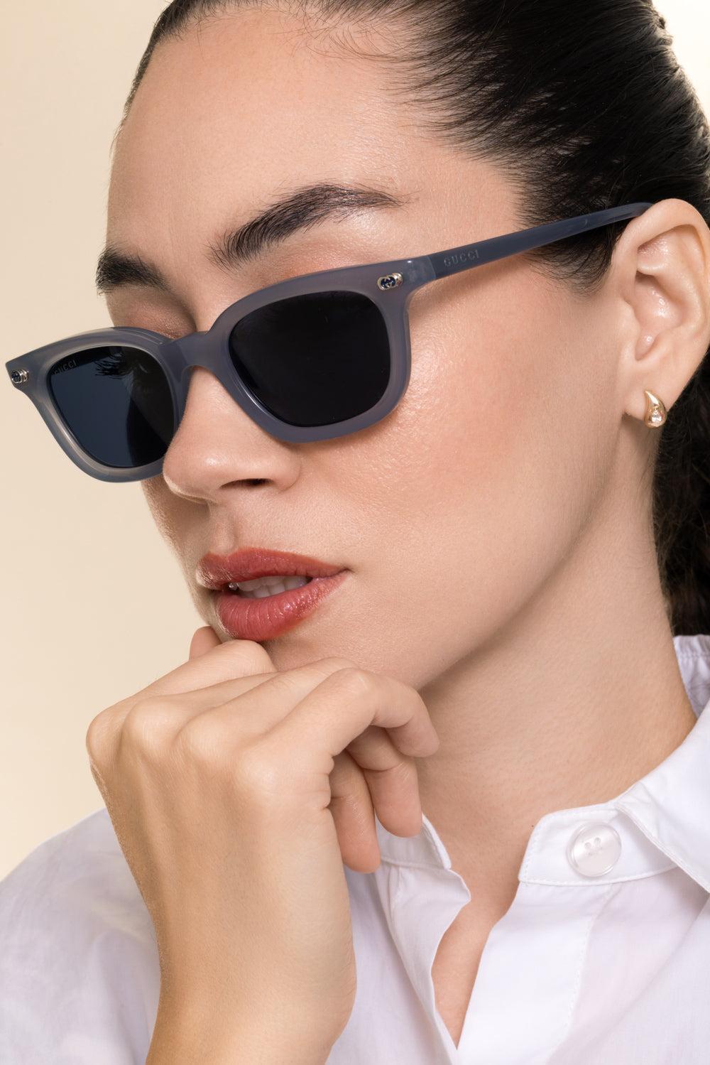 Oval Frame Sunglasses-BLUE-ACCESSORIESUNGLASSES-GUCCI