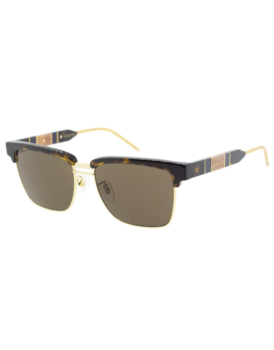 GUCCI-Brown Acetate and Metal Havana Sunglasses-BROWN