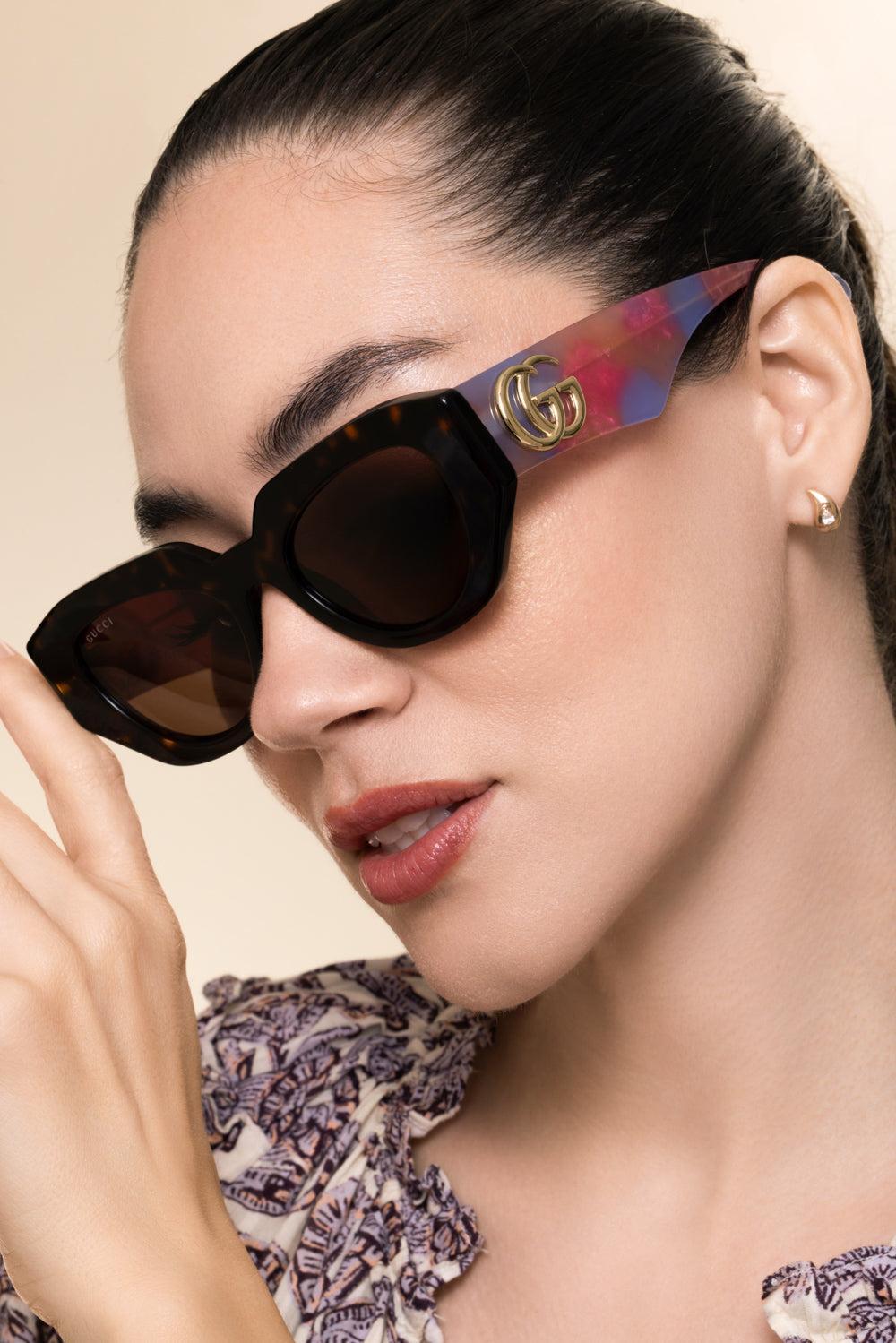 Gucci Generation Geometric Sunglasses-BROWN-ACCESSORIESUNGLASSES-GUCCI