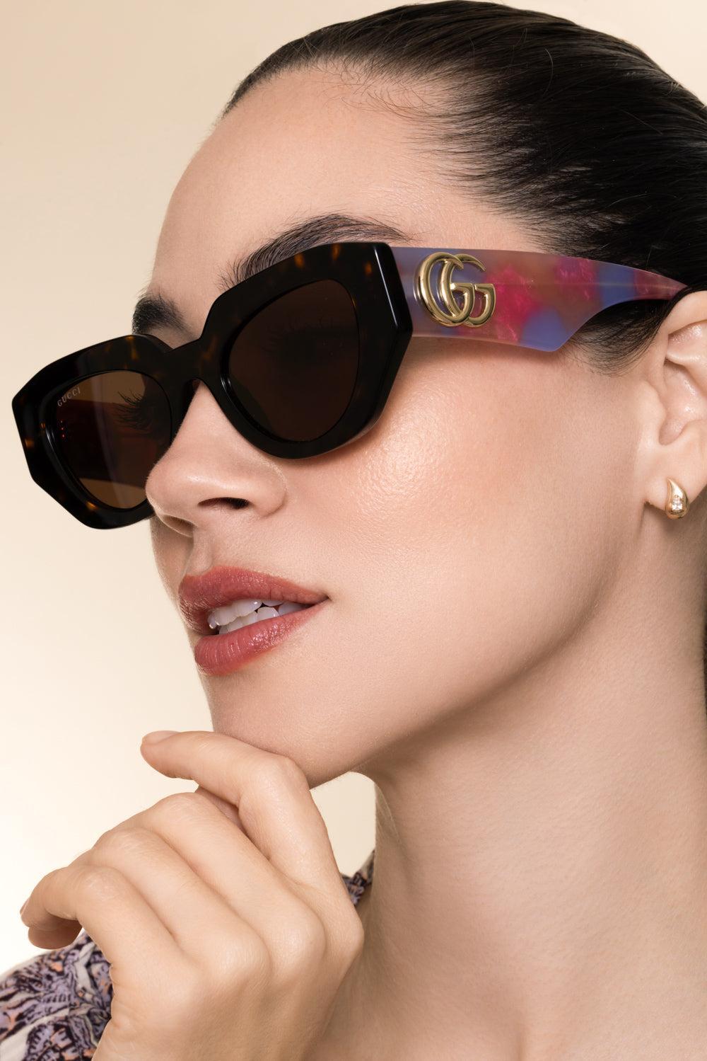 Gucci Generation Geometric Sunglasses-BROWN-ACCESSORIESUNGLASSES-GUCCI