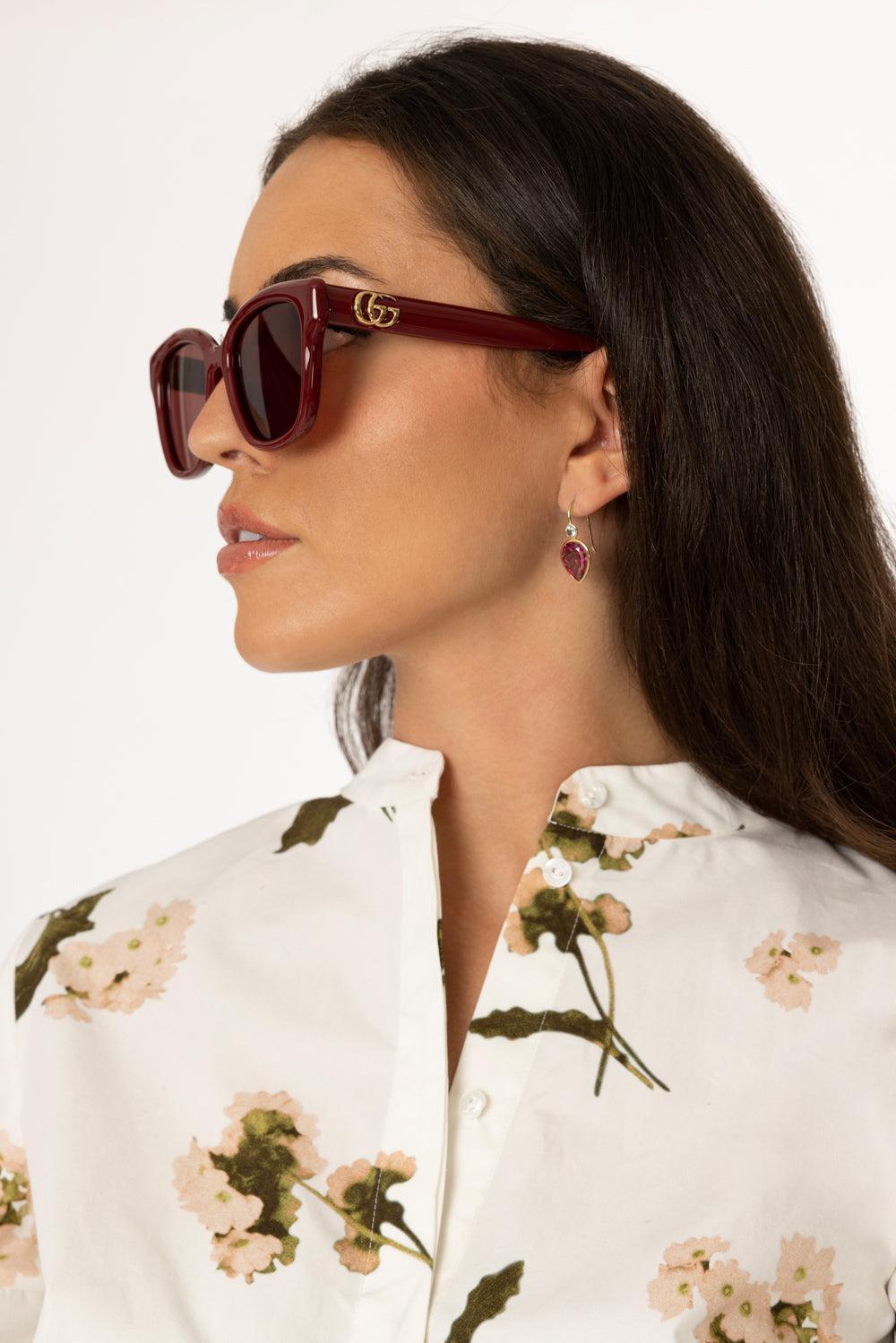 Rounded Square Sunglasses-BURGUNDY-ACCESSORIESUNGLASSES-GUCCI