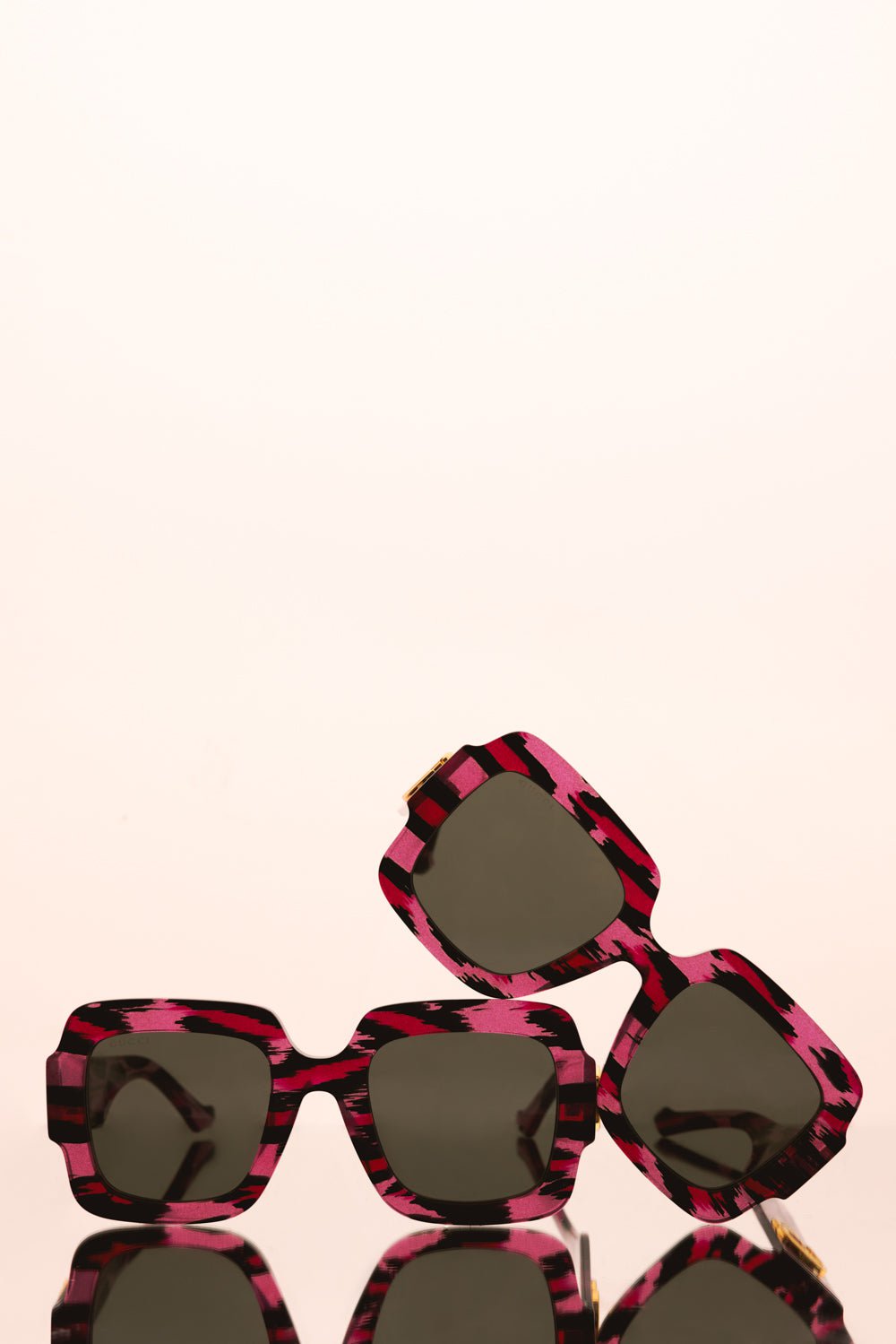 GUCCI-Square Frame Sunglasses - Fuchsia Leopard-FUCHLEOP